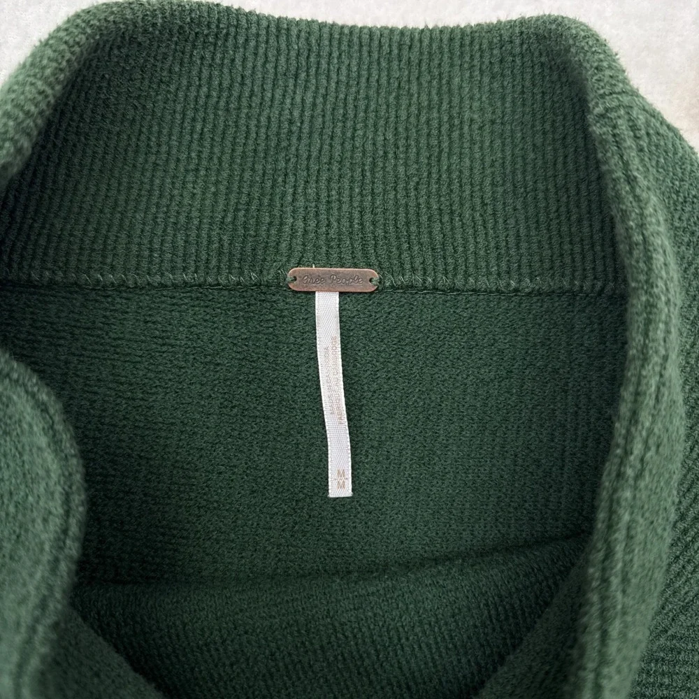Free People Ottoman Slouchy Tunic Sweater Size Medium Green Oversized Mock Neck